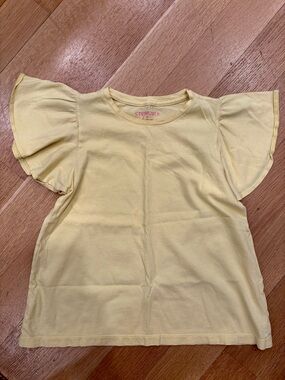 Crewcuts Pale Yellow Flutter Sleeve Tee